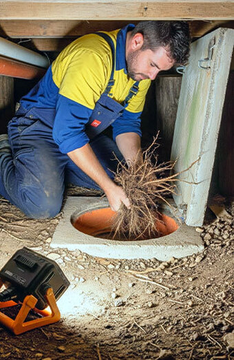 Plumber Removing Roots